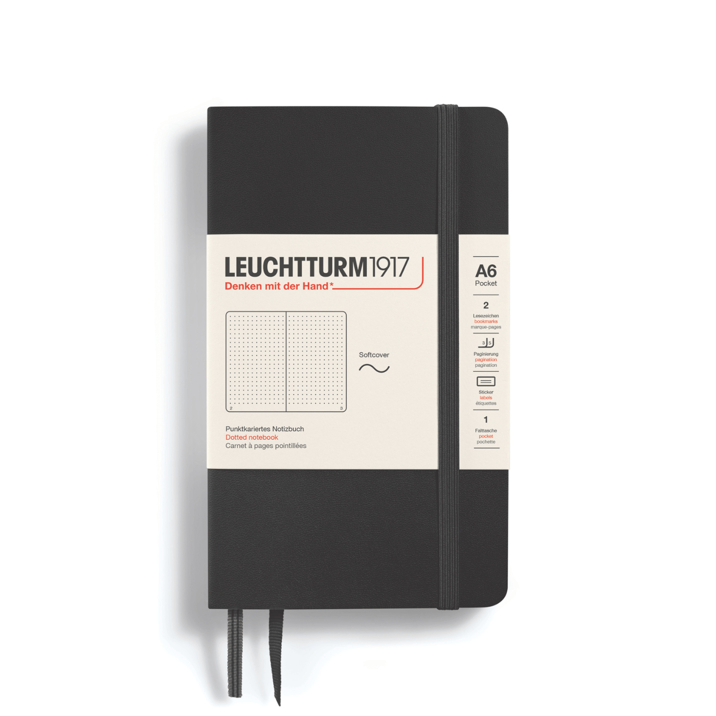 Leuchtturm 1917 Notesbog Leuchtturm1917 Notesbog Softcover A6 121s Prikket Black