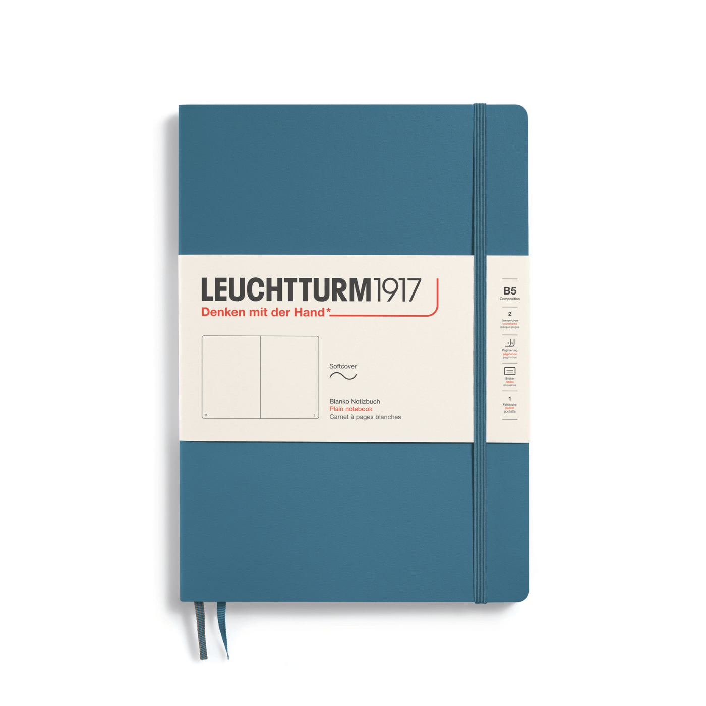 Leuchtturm 1917 Notesbog Leuchtturm1917 Notesbog Softcover B5 121s Blank Stone Blue