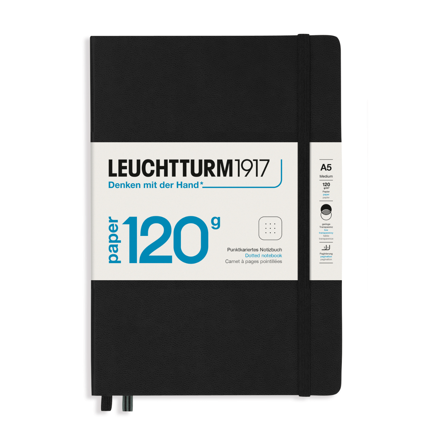 Leuchtturm 1917 Notesbog Leuchtturm1917 Paper 120g Notesbog Hardcover A5 201s Prikket Black