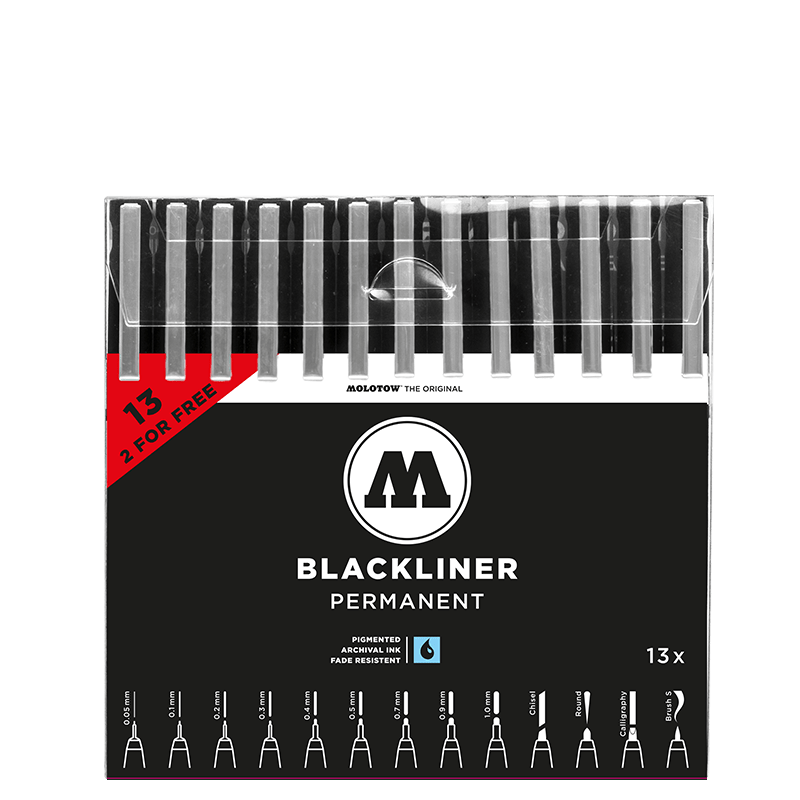 Molotow Tegneartikler MOLOTOW BLACKLINER sæt m. 11 stk.