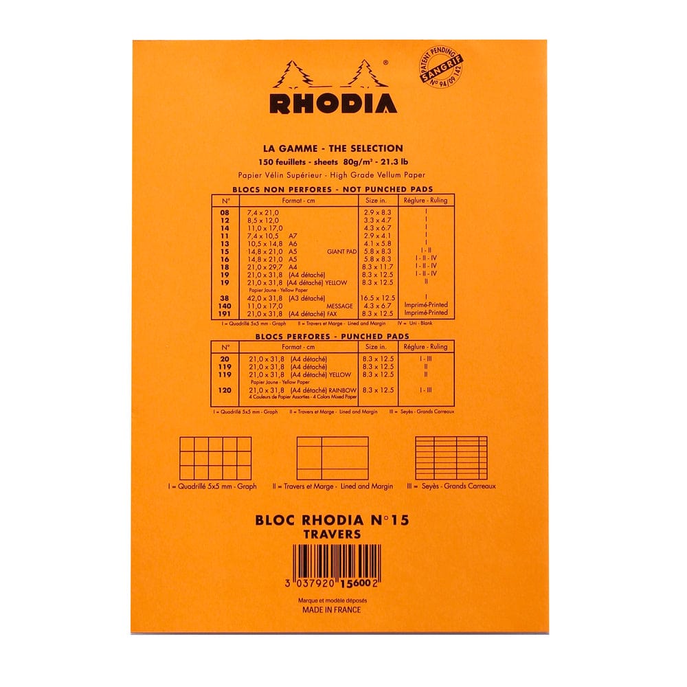 Rhodia Rhodia ORANGE head stapled pad N°18 - Linjeret