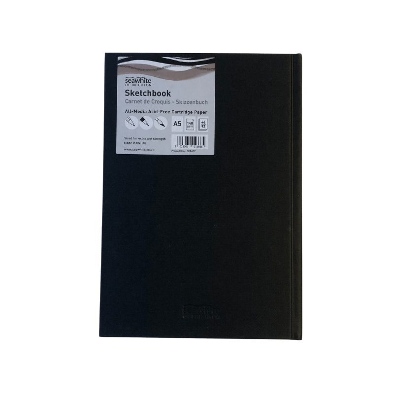 Seawhite Sketch Book Seawhite A5 Black Cloth Sketchbook Portrait. 140 gsm. 46 ark