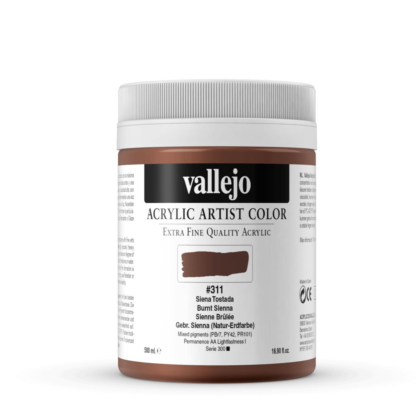 Vallejo Artist 500ml Burnt Sienna