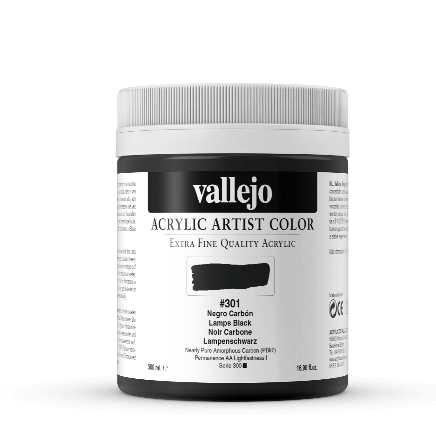 Vallejo Artist 500ml Lamp Black