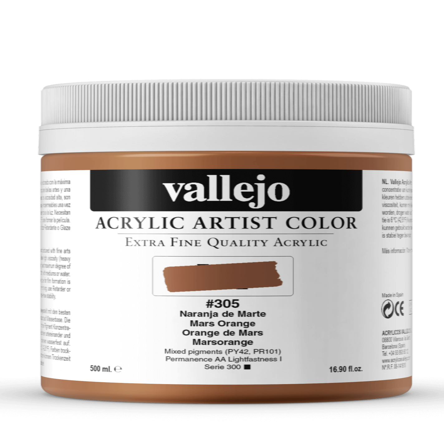 Vallejo Artist 500ml Mars Orange