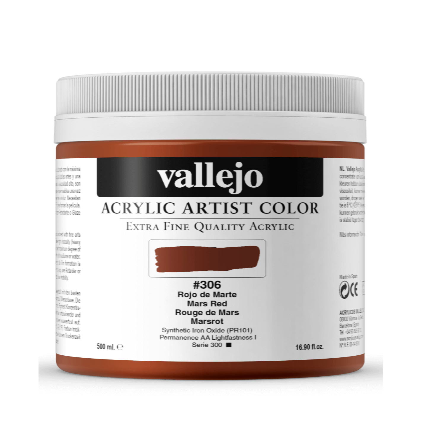 Vallejo Artist 500ml Mars Red