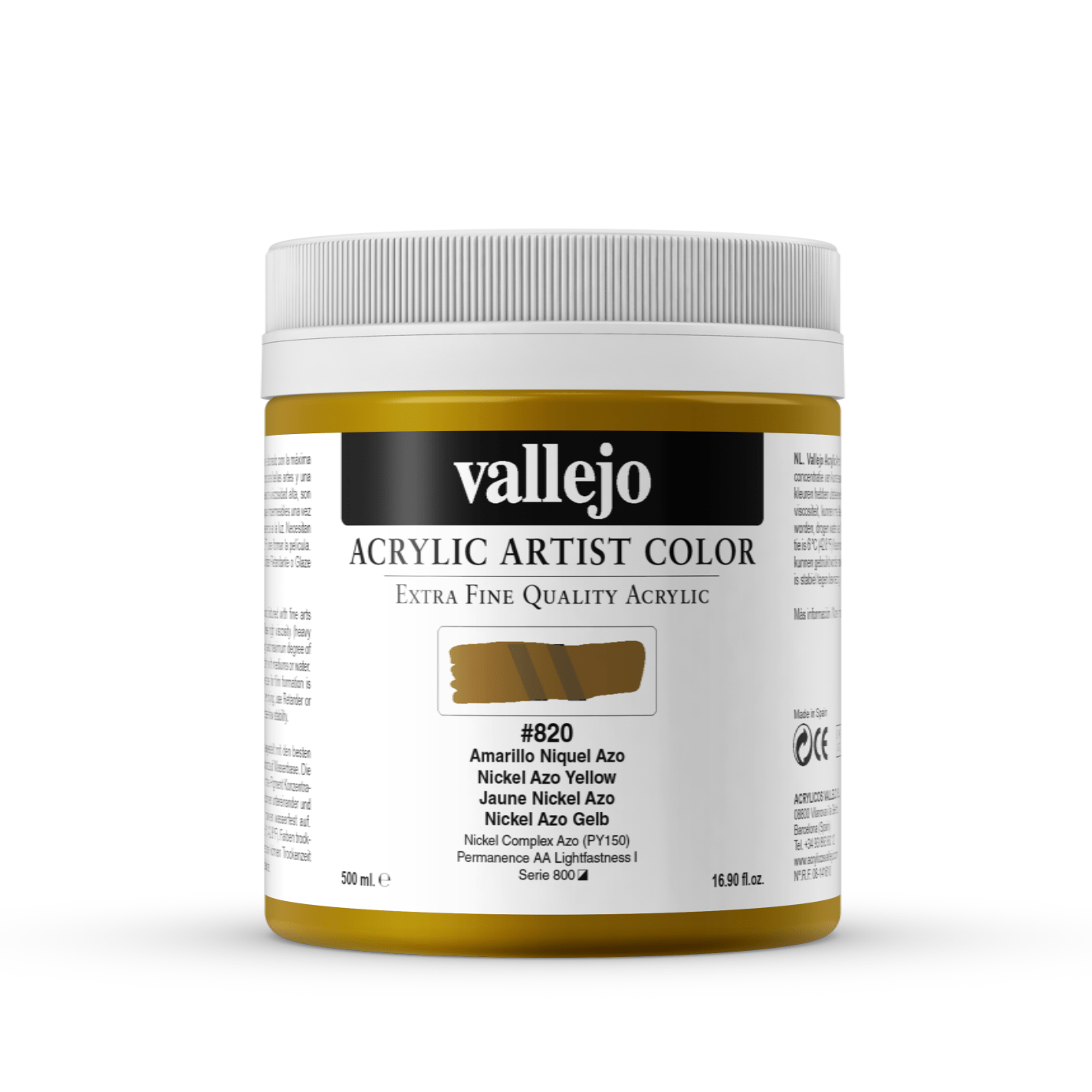 Vallejo Artist 500ml Nickel Azo Yellow