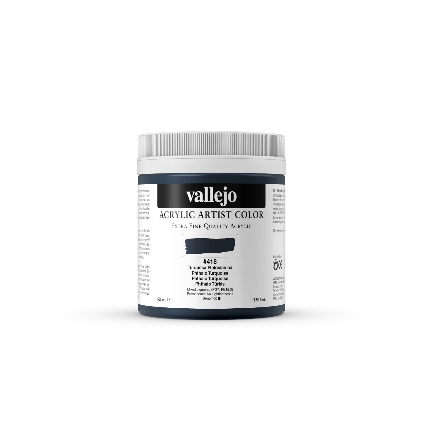 Vallejo Artist 500ml Phthalo Turquoise